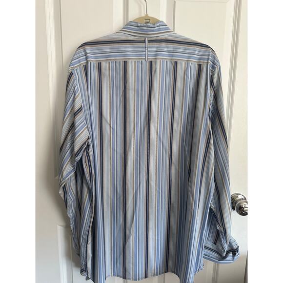 Banana Republic Men's L/S Button Down Blue Striped Shirt Large - Picture 2 of 2